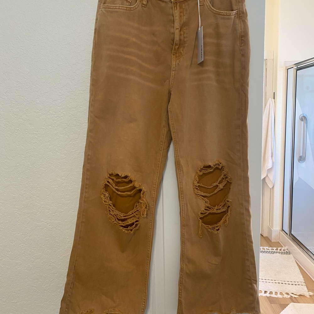 Distressed Vervet Wide-Leg Jeans